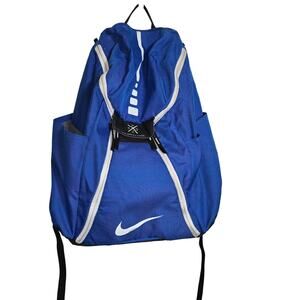 Nike Elite Quad Zip Backpack Blue Black Large Sports Travel Air Cushion Baseball